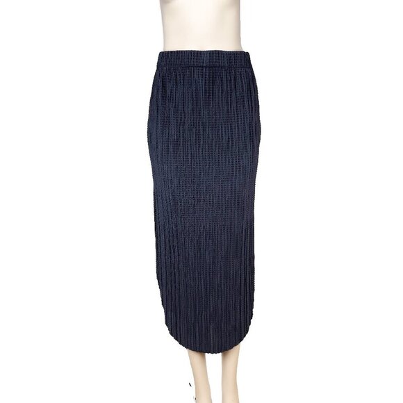 ANTHRO SABINA MUSAYE Odelle Pencil Sailor Chic Textured Navy Blue Midi Skirt‎ S - Picture 6 of 10